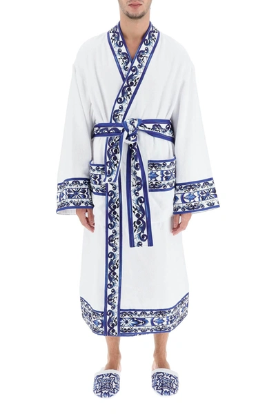 Shop Dolce & Gabbana 'blu Mediterraneo' Bathrobe