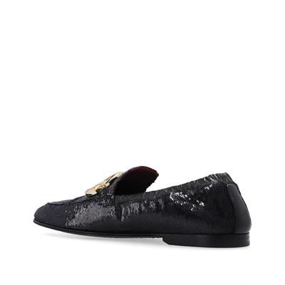 Dolce & Gabbana Ariosto Dg Logo Sequined Loafers In Black