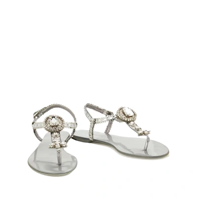 Shop Dolce & Gabbana Crystal Leather Sandals