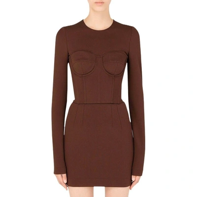 Dolce & Gabbana Long Sleeve Crop Stretch Jersey Corset Top