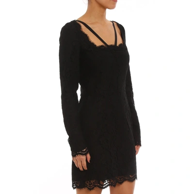 Dolce & Gabbana Black Stretch Silk Charmeuse Lace Dress