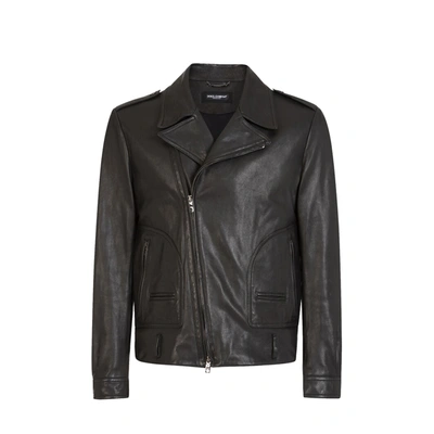 Shop Dolce & Gabbana Leather Biker Jacket