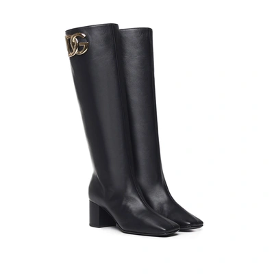 Dolce & Gabbana Leather Boots In Black