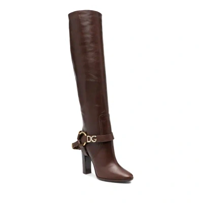 Shop Dolce & Gabbana Leather Knee Boots