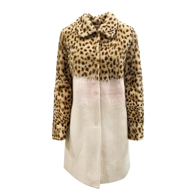 Shop Drome Leopard Sleeve Shearling Coat