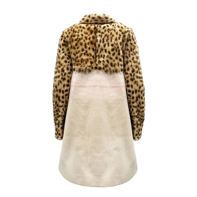 Shop Drome Leopard Sleeve Shearling Coat