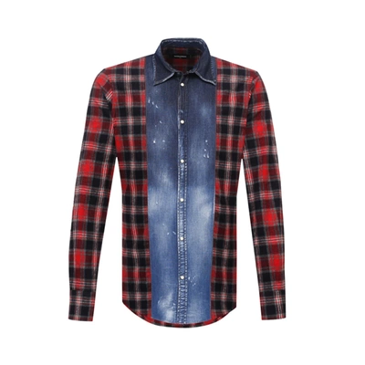 Shop Dsquared2 Flannel Cotton Blend Shirt