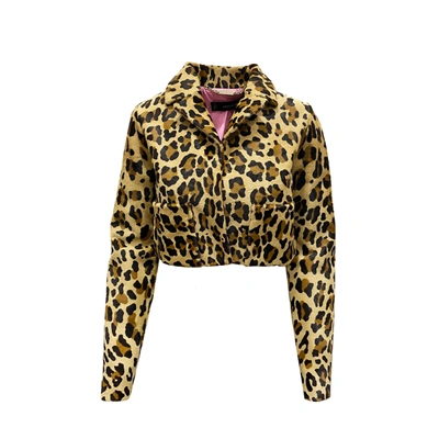 Dsquared2 Leopard Calf Hair Cropped Jacket