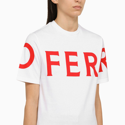 Shop Ferragamo White Crew Neck T Shirt With Logo