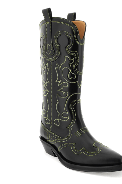Shop Ganni Embroidered Western Boots