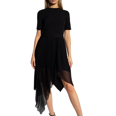 Givenchy Asymmetric Stretch-jersey And Pleated Georgette Dress