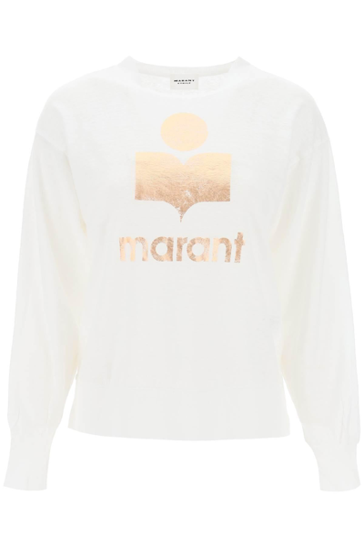 Shop Marant Etoile Isabel  Klowia T Shirt With Metallic Logo Print