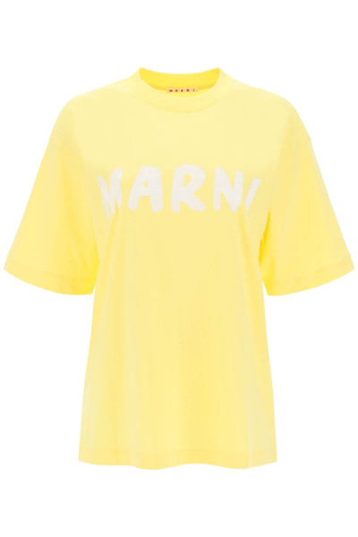 Shop Marni T Shirt With Maxi Logo Print