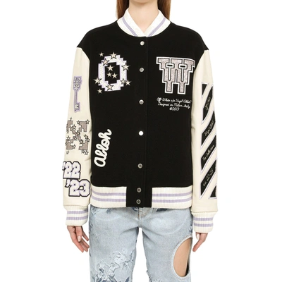 Off-white Varsity Bomber Jacket With Patches
