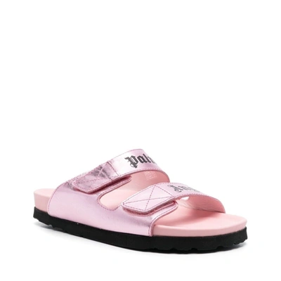 Shop Palm Angels Leather Logo Sandals