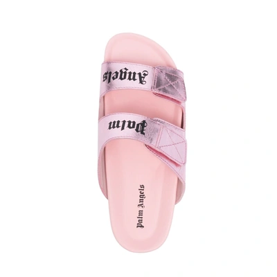 Shop Palm Angels Leather Logo Sandals