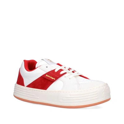 Shop Palm Angels Leather Logo Sneakers