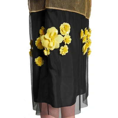 Shop Prada 3 D Flowers Lurex Knitted Dress