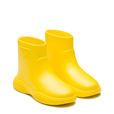 Shop Prada Logo Rubber Boots