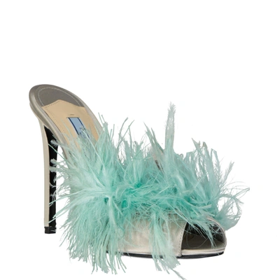 Shop Prada Silk End Feathers Sandals