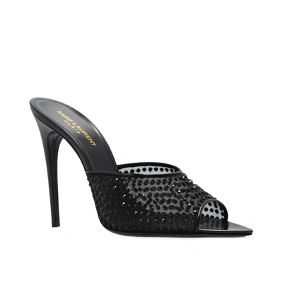 Saint Laurent Crystal-embellished 120mm Leather Mules