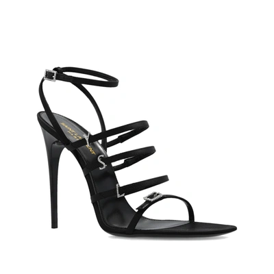 Saint Laurent Jerry Logo-embellished Leather-trimmed Satin Sandals