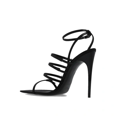 Saint Laurent Jerry Logo-embellished Leather-trimmed Satin Sandals