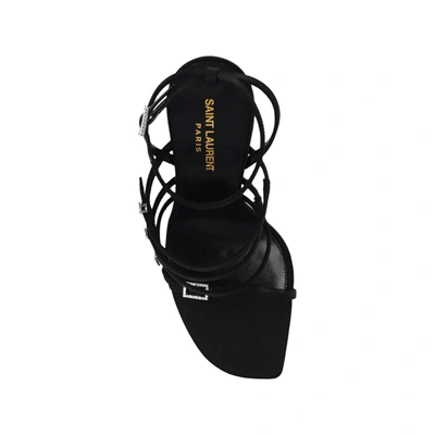 Saint Laurent Jerry Logo-embellished Leather-trimmed Satin Sandals