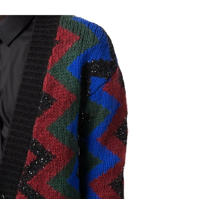 Saint Laurent Zig Zag Jacquard Sequin Cardigan