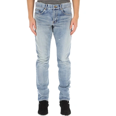 Shop Saint Laurent Slim Cotton Denim Jeans