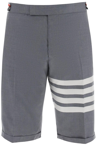Shop Thom Browne 4 Bar Shorts In Light Wool