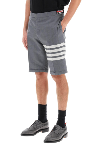 Shop Thom Browne 4 Bar Shorts In Light Wool