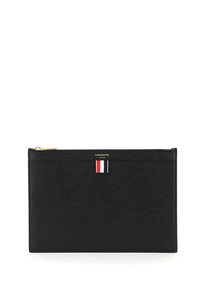 Shop Thom Browne Leather Medium Document Holder Pouch