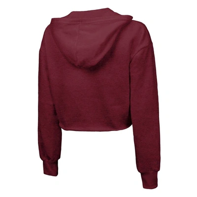 Shop Majestic Threads Burgundy Washington Commanders Bling Tri-blend Cropped Pullover Hoodie