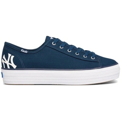 Shop Kedsr Keds New York Yankees Triple Kick Sneakers In Navy