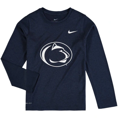 Shop Nike Youth  Heathered Navy Penn State Nittany Lions Legend Logo Long Sleeve Performance T-shirt In Heather Navy