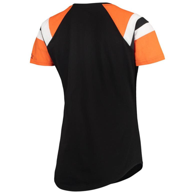 Shop Starter Black/orange San Francisco Giants Game On Notch Neck Raglan T-shirt