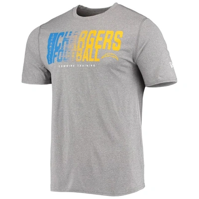Shop New Era Heathered Gray Los Angeles Chargers Combine Authentic Game On T-shirt In Heather Gray