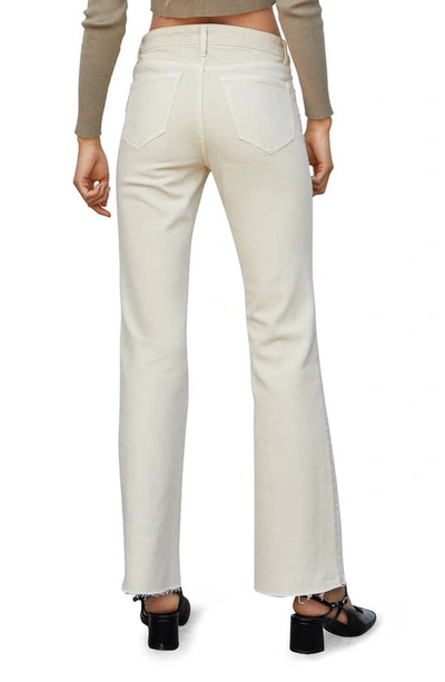 Mango Raw Hem Mid Rise Flare Jeans In Ecru