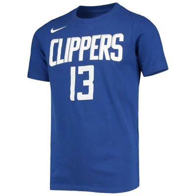 Shop Nike Youth  Paul George Royal La Clippers Logo Name & Number Performance T-shirt