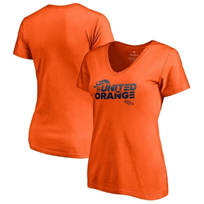 Shop Fanatics Branded Orange Denver Broncos Reunited In Orange V-neck T-shirt