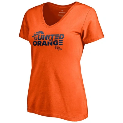 Shop Fanatics Branded Orange Denver Broncos Reunited In Orange V-neck T-shirt