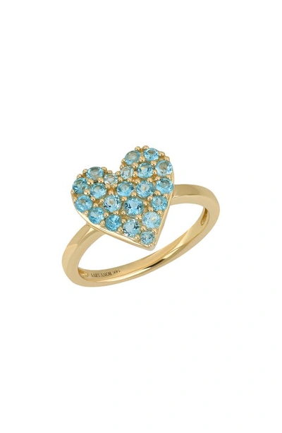 Shop Bony Levy 14k Gold Blue Topaz Heart Ring In 14k Yellow Gold