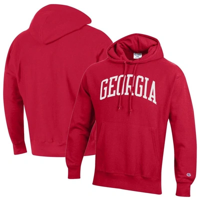 Shop Champion Red Georgia Bulldogs Team Arch Reverse Weave Pullover Hoodie
