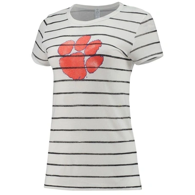 Shop Alternative Apparel White Clemson Tigers Ideal Stripe Tri-blend T-shirt