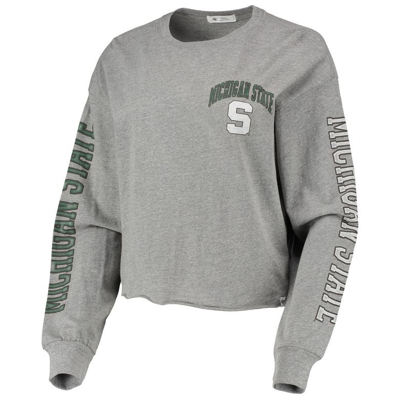 Shop 47 ' Heathered Gray Michigan State Spartans Ultra Max Parkway Long Sleeve Cropped T-shirt In Heather Gray