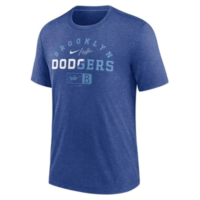 Nike Heather Royal Brooklyn Dodgers Rewind Review Slash Tri-blend T-shirt In Heather Royal