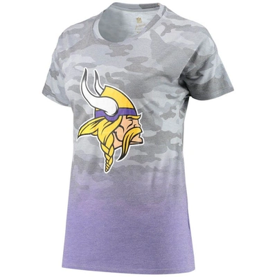 Shop Outerstuff Juniors Gray/purple Minnesota Vikings Beth Camo Dip-dye T-shirt
