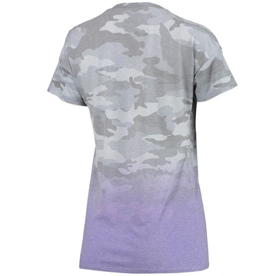 Shop Outerstuff Juniors Gray/purple Minnesota Vikings Beth Camo Dip-dye T-shirt