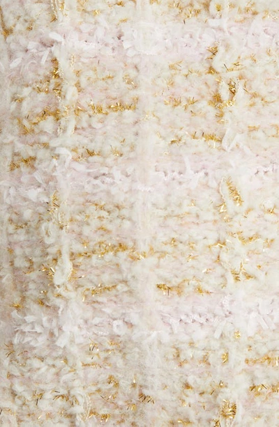 Loveshackfancy Saxson Tweed Pattern Cardigan In Cream Puff Pink
